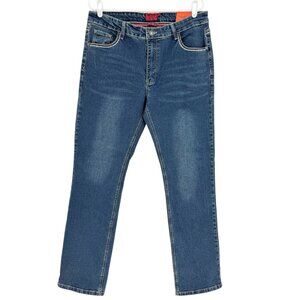 Patron Cito Men's Stretch Straight Leg Embroidered Blue Denim Jeans Sz 36x32 NWT